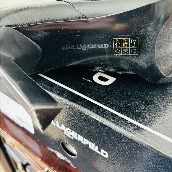 Karl Lagerfeld Glossy Black Heeled Boots - Picture 5 of 5